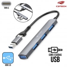Hub Tipo C 3.0 com 4 Portas HU-C500GY C3 Tech